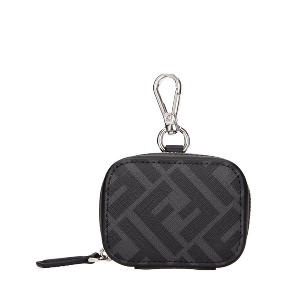 Fendi unisex FF Zucca monogram leather coin purse AirPods case charm NEW - Picture 1 of 10